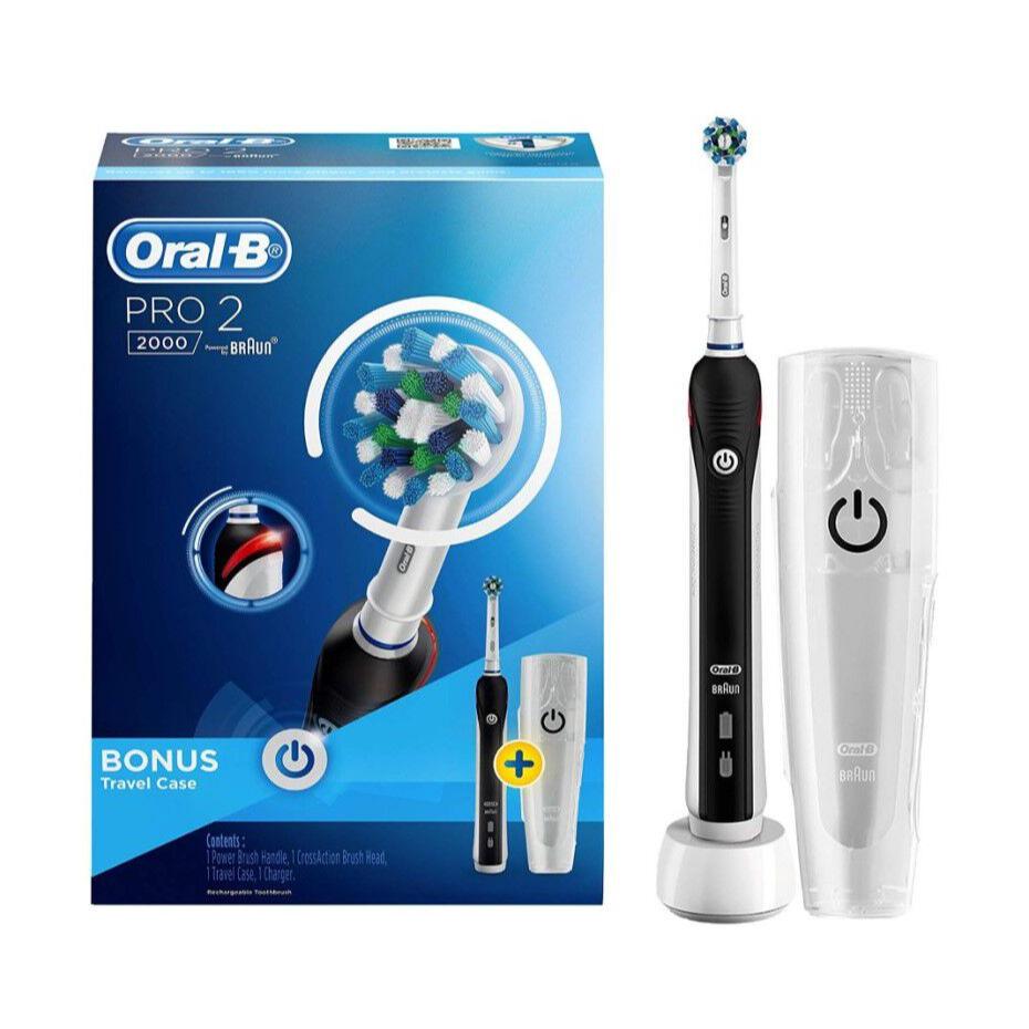 Oral-B Pro 2 2000 Electric Toothbrush - Black with Travel Case