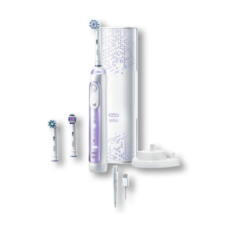 Oral-B Genius 9000 Electric Toothbrush with 3 Replacement Heads & Smart Travel Case, Purple Orchid