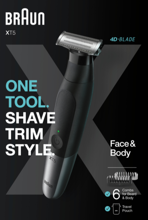 Braun Series X Wet & Dry All-In-One Groomer with 6 Attachments & Travel Pouch