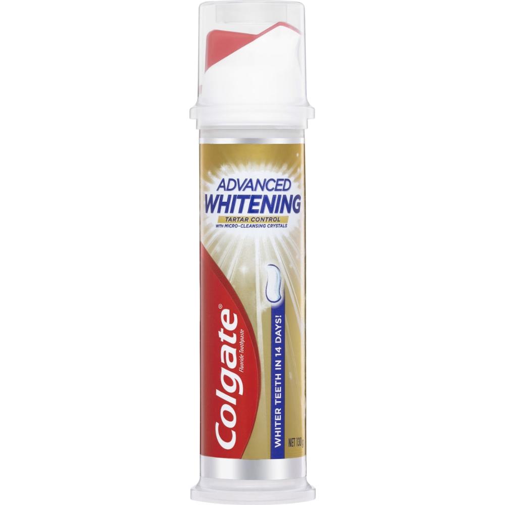 5 x Colgate Whitening Toothpaste Advanced Whitening Tartar Pump 130g