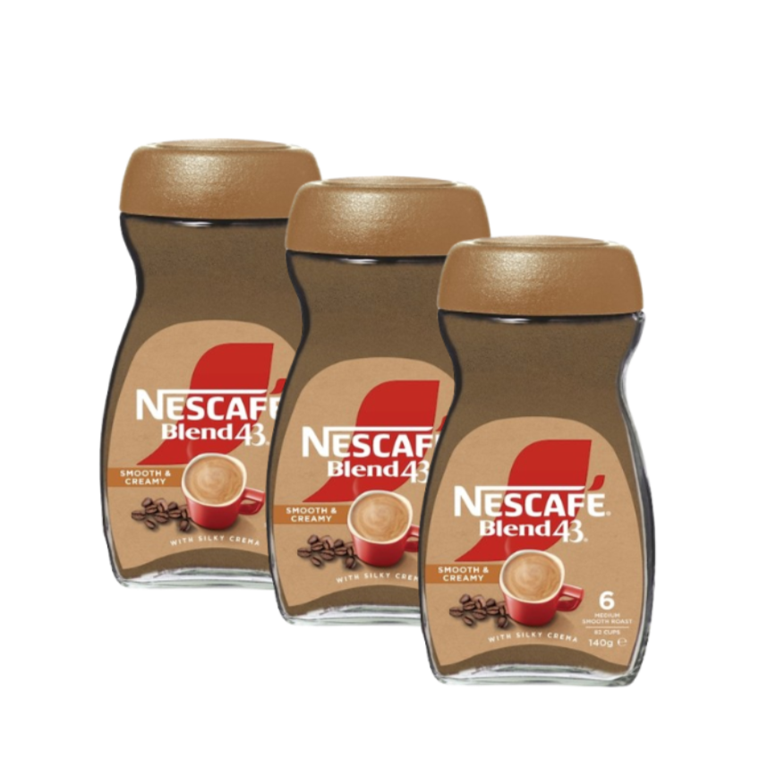 3 x Nescafe Blend 43 Smooth & Creamy Instant Coffee 140g