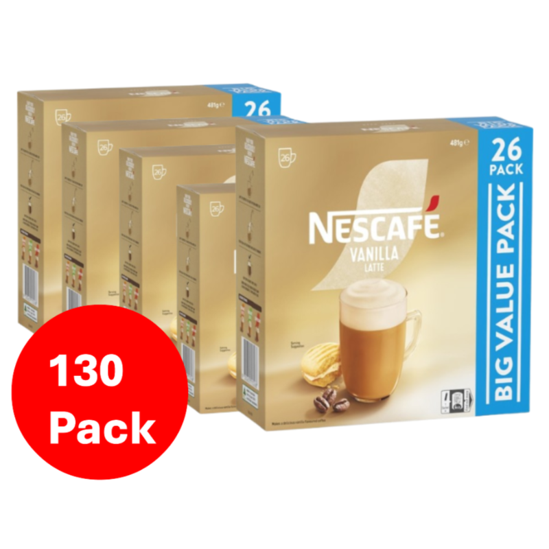 Nescafe Vanilla Latte Coffee Sachets 130 Pack