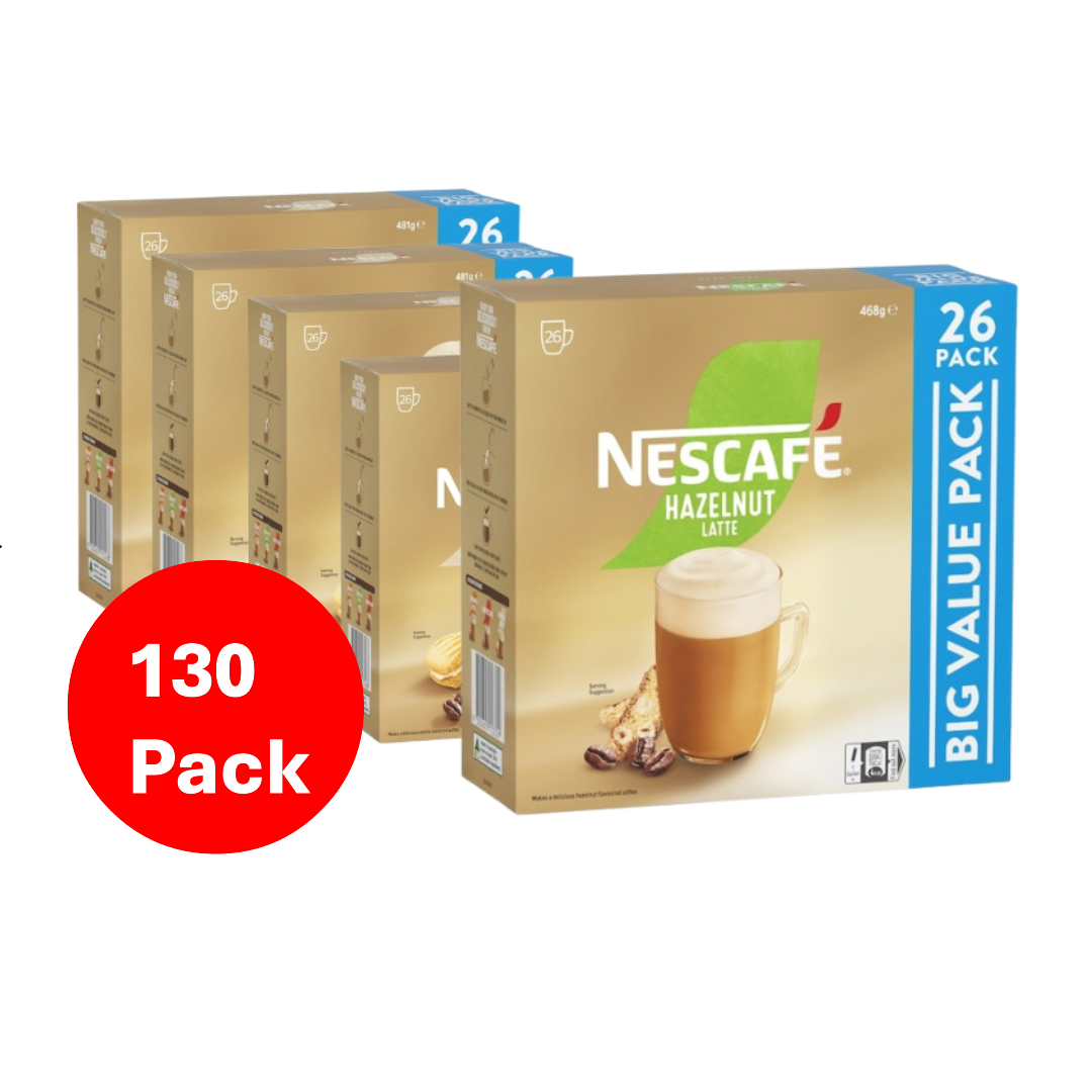 Nescafe Hazelnut Latte Coffee Sachets 130 Pack