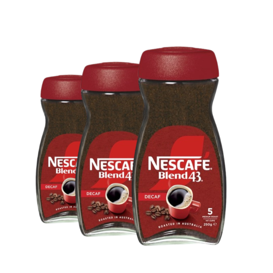 3 x Nescafe Blend 43 Decaffeinated Instant Coffee 250g