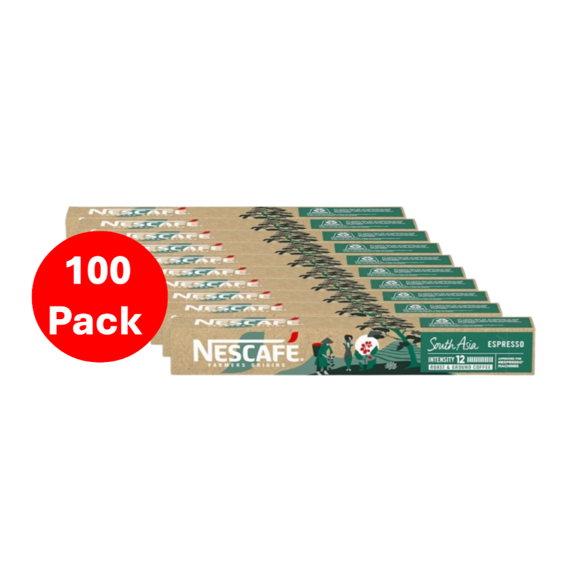 Nescafe Farmers Origins South Asia Espresso Coffee Pods Nespresso Capsules 100 Pack