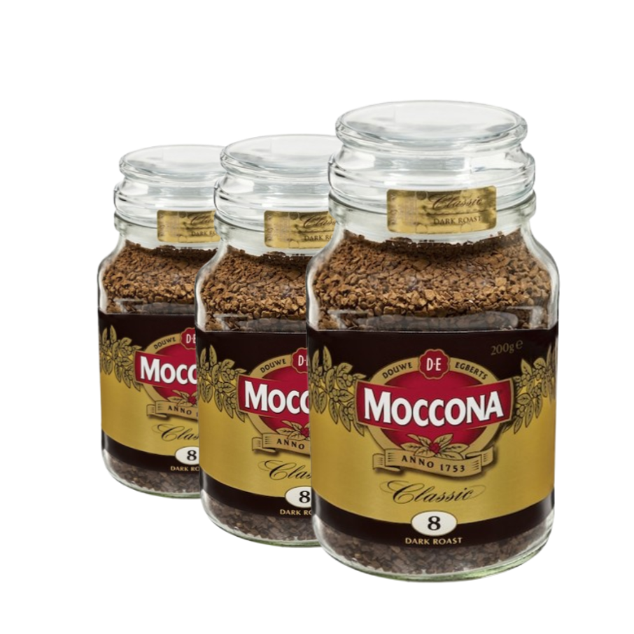 3 x Moccona Freeze Dried Instant Coffee Classic Dark Roast 200g