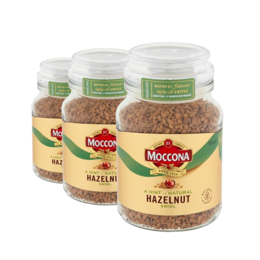 3 x Moccona Freeze Dried Instant Coffee Hazelnut 95g