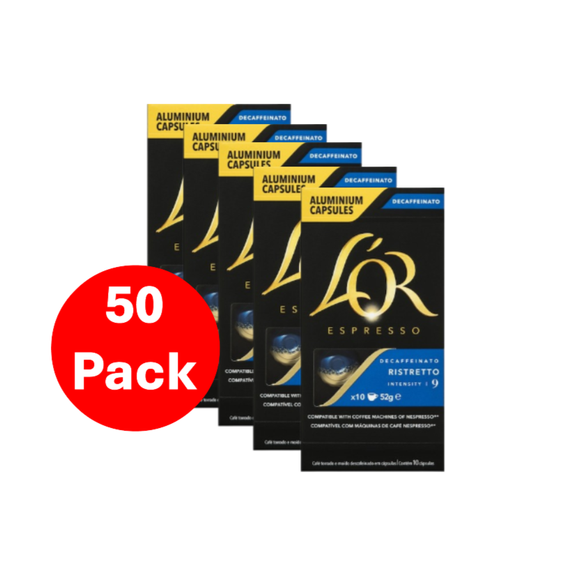 L'or Espresso Decaf Ristretto Intensity 9 Coffee Capsules 50 Pack