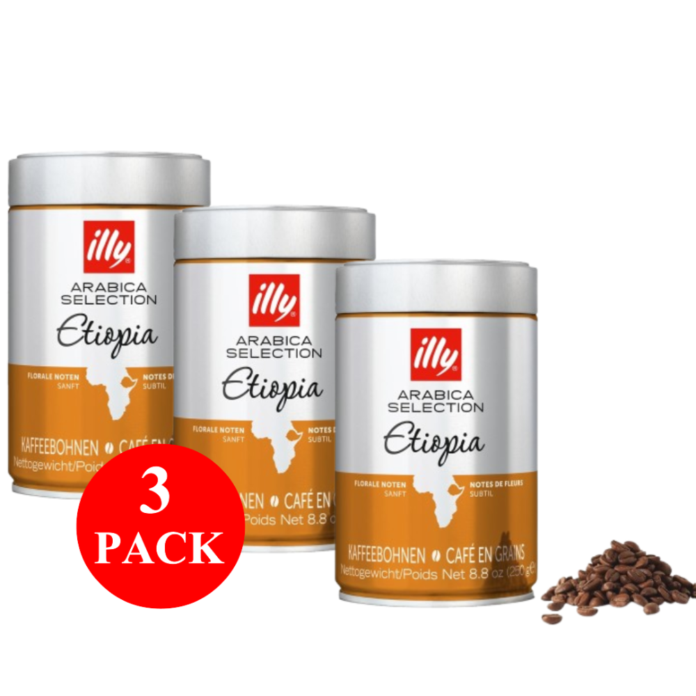 3 x illy Ethiopia Coffee Beans 250g