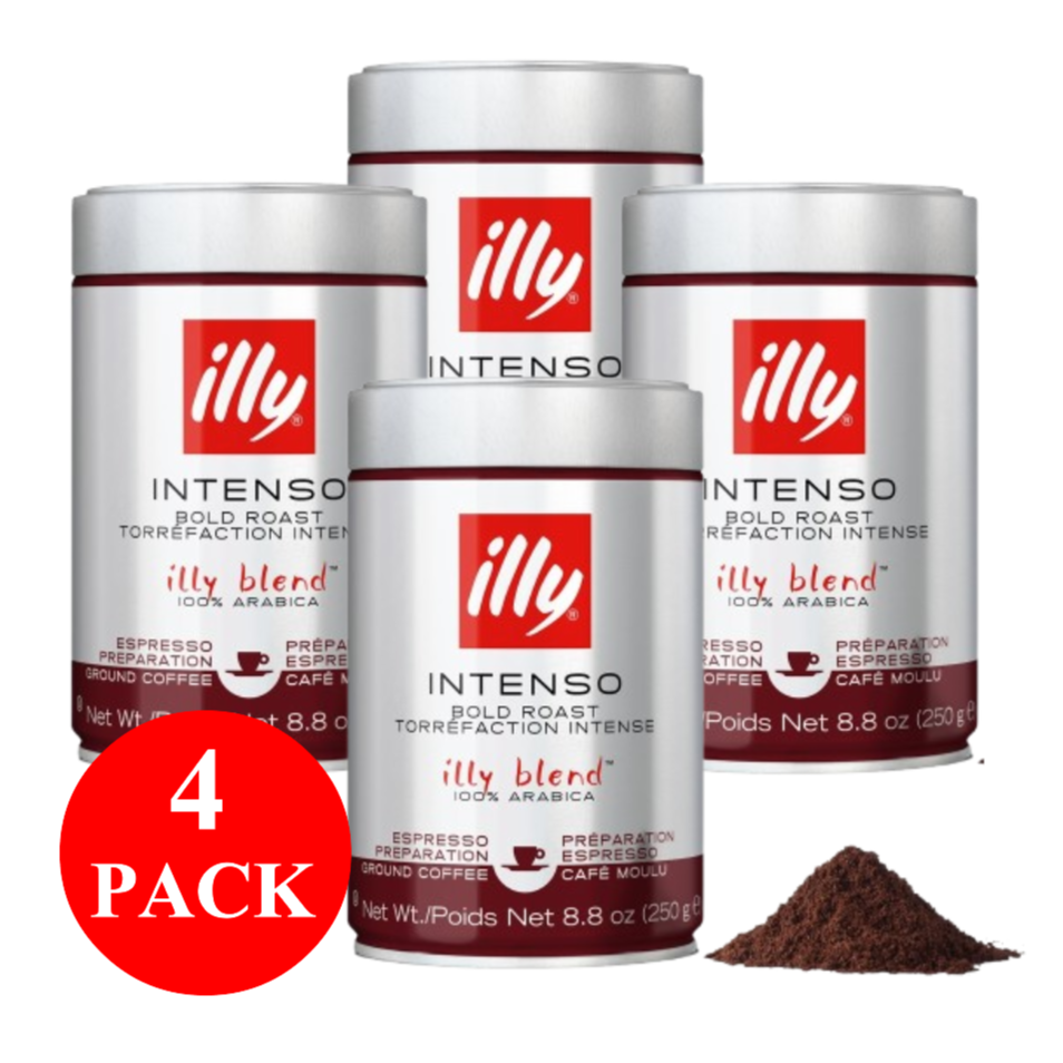 4 x illy Intenso Espresso Ground Coffee 250g