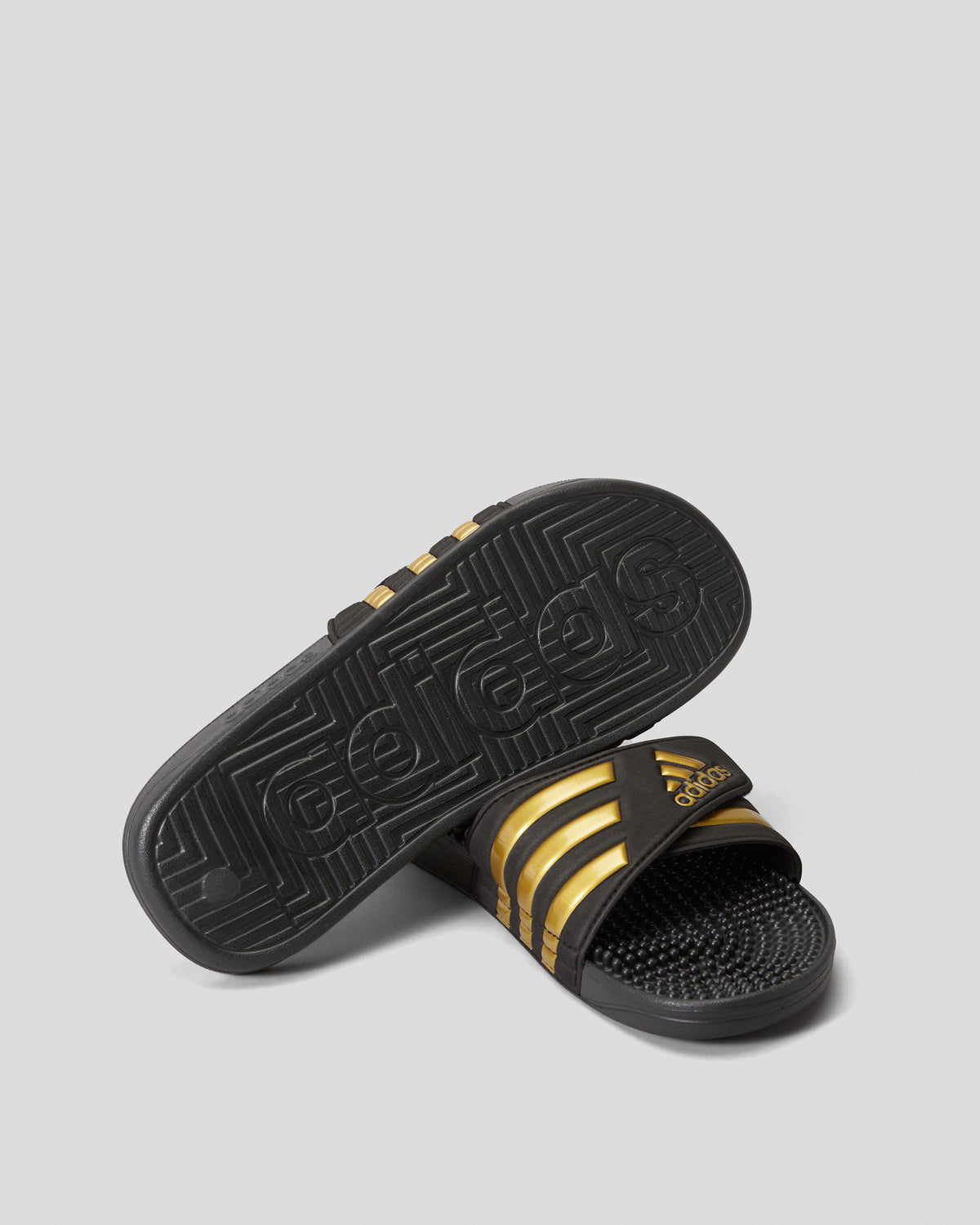 Adidas Men's Adissage Slides - Black/Gold/Black