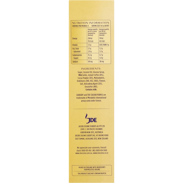 Moccona Cadbury Hazelnut Mocha Sachets 40 Pack