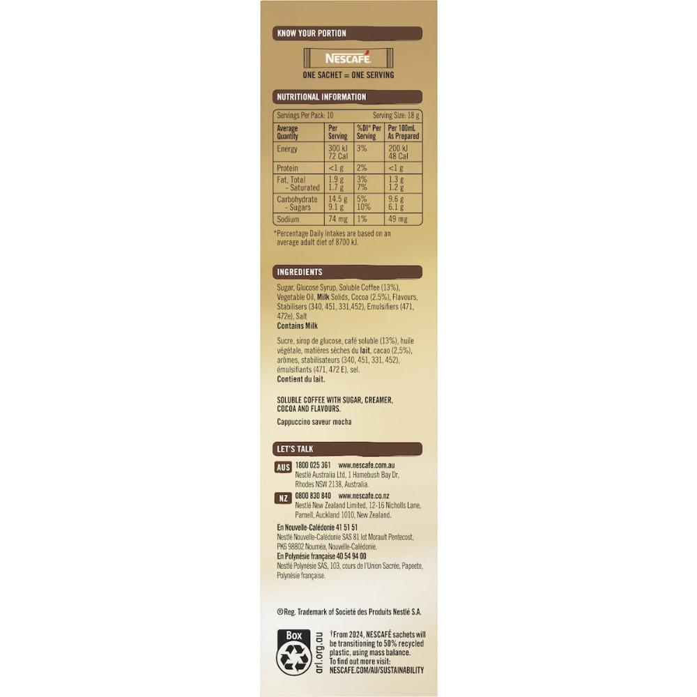 Nescafe Mocha Coffee Sachets 100 Pack