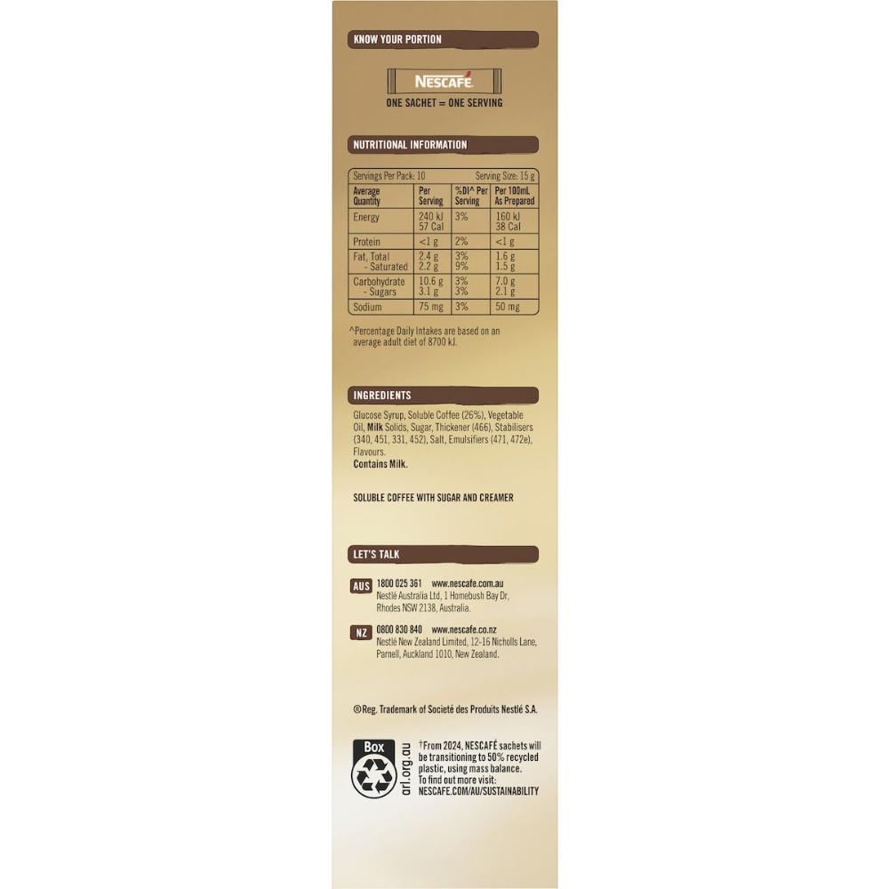 Nescafe Double Shot Latte Coffee Sachets 100 Pack
