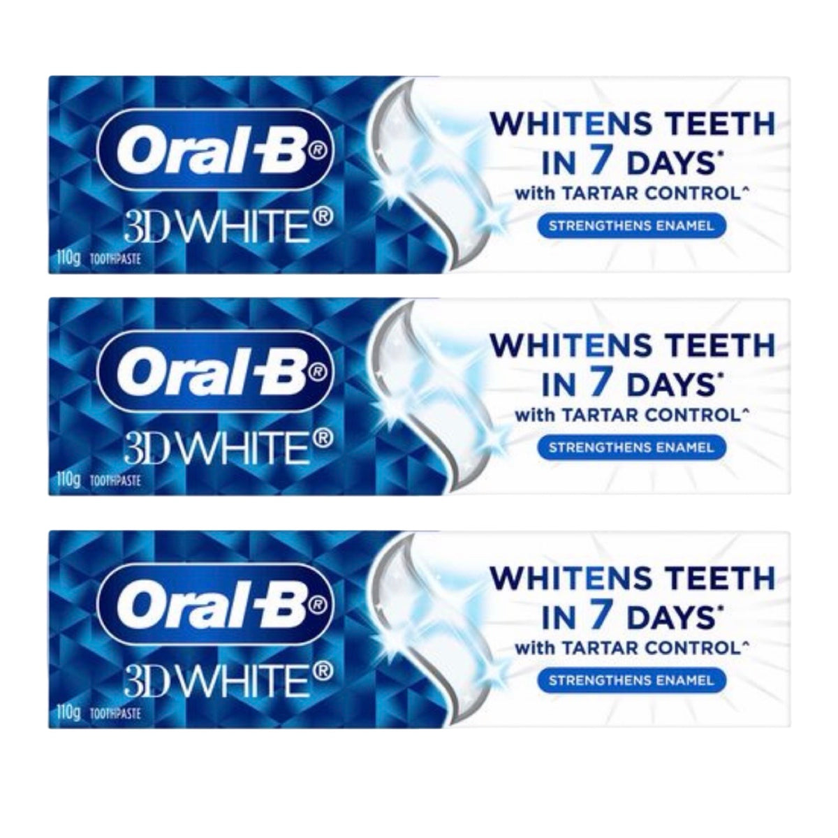 3 x Oral-B 3D White Strengthens Enamel Toothpaste 110g