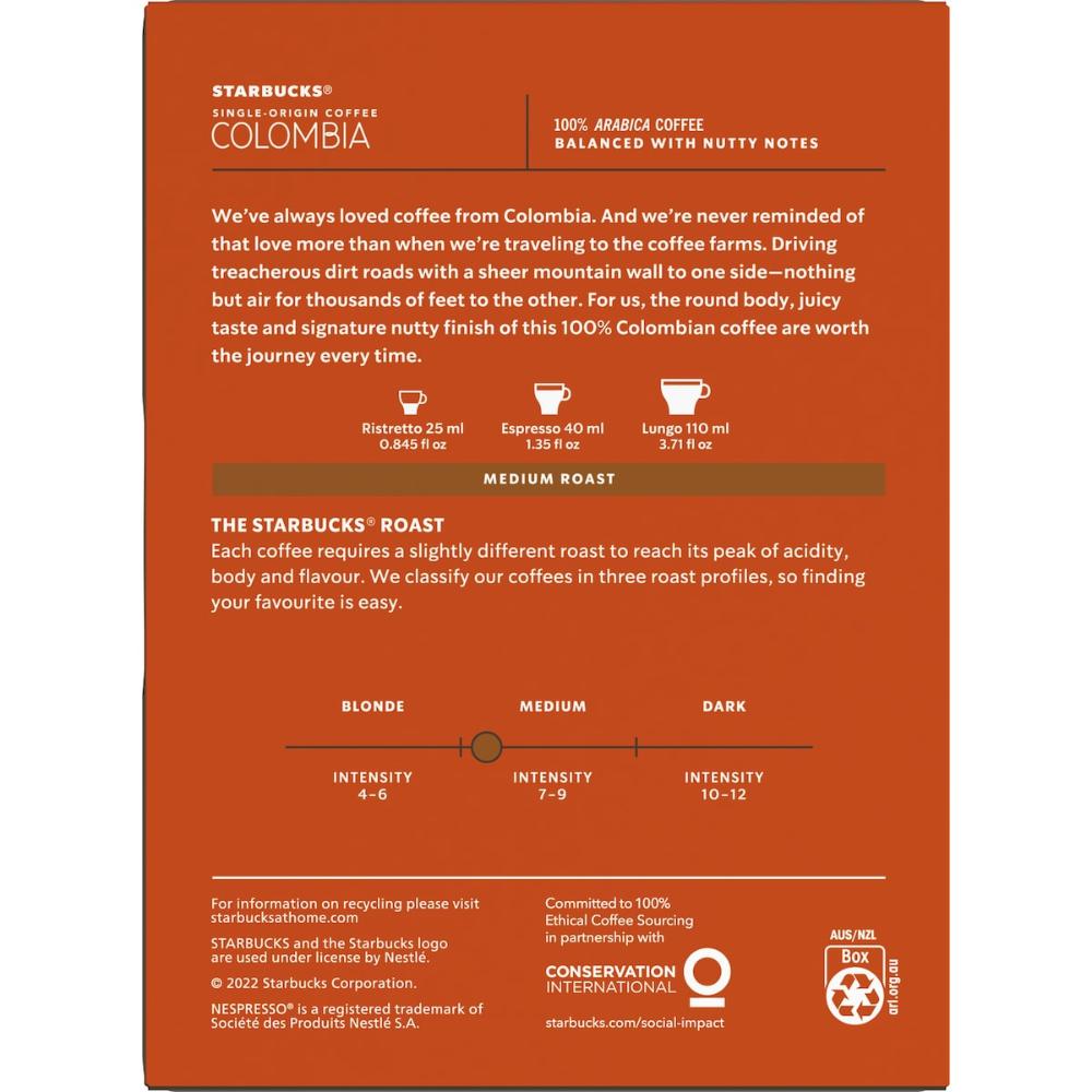 Starbucks By Nespresso Single Origin Colombia Coffee Pods Capsules 36 Pack