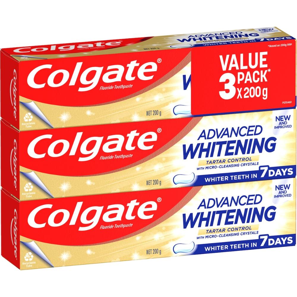 Colgate Toothpaste Advanced Whitening Value 200g x 3 pack