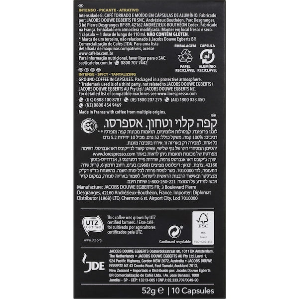 L'or Espresso Lungo Profondo Intensity 8 Coffee Capsules 100 Pack