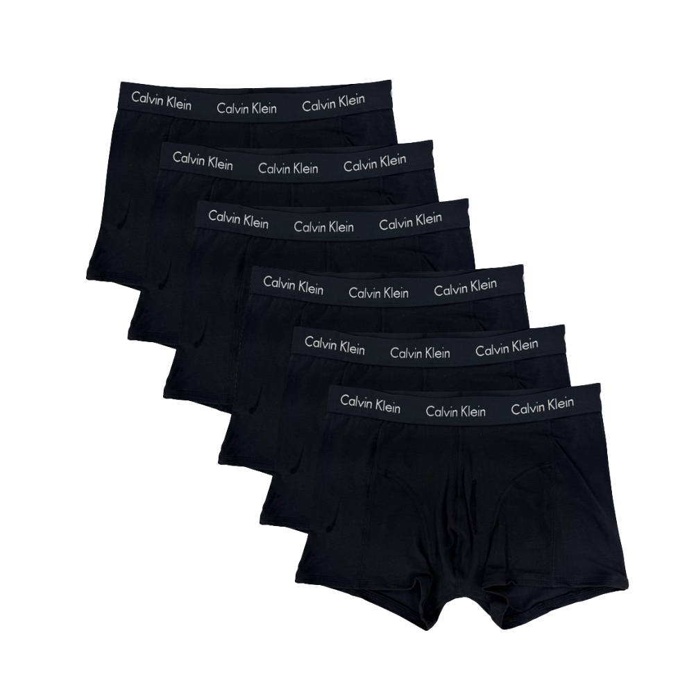 Calvin Klein Men's Cotton Stretch Trunks 6 Pack – Black