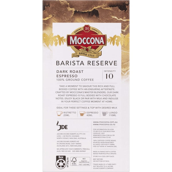 Moccona Barista Reserve Capsules Dark Roast Espresso 50 Pack
