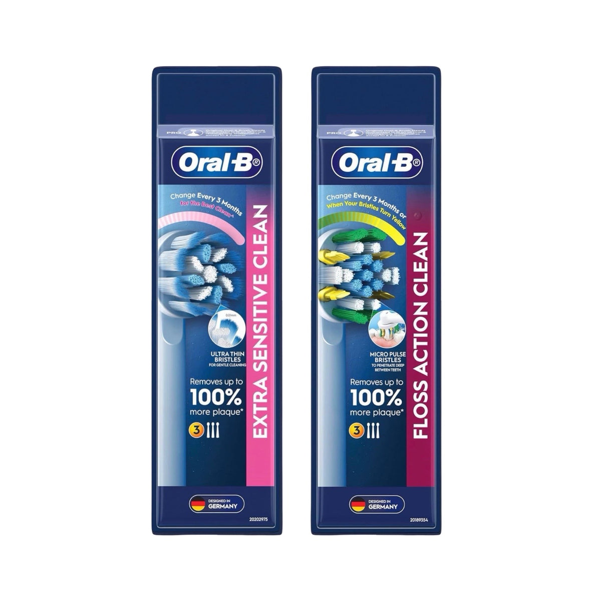 Oral-B Extra Sensitive & FlossAction Replacement Brush Heads Refills 6 Pack