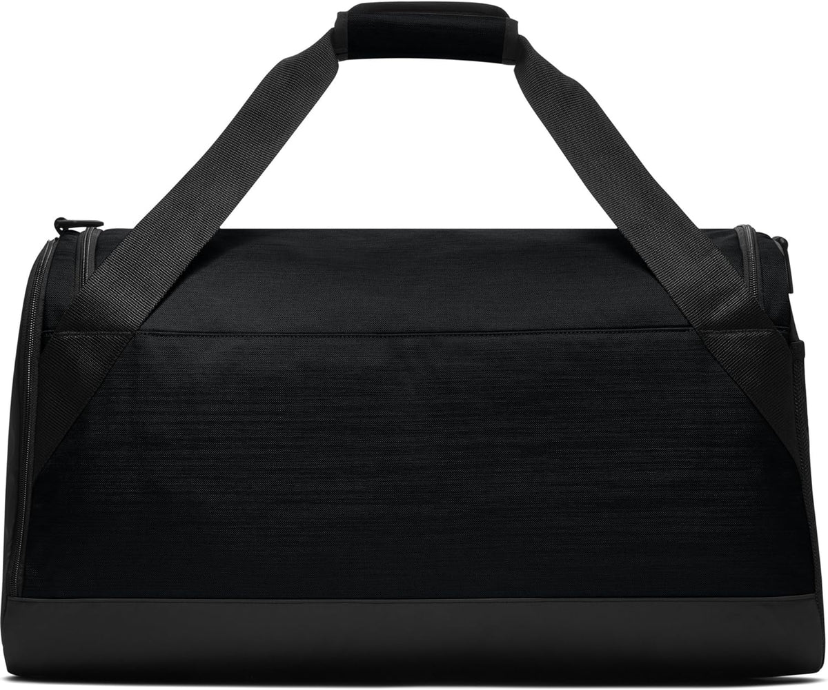 NIKE Brasilia Duffel Bag, Black/Black/White, Medium - 60L