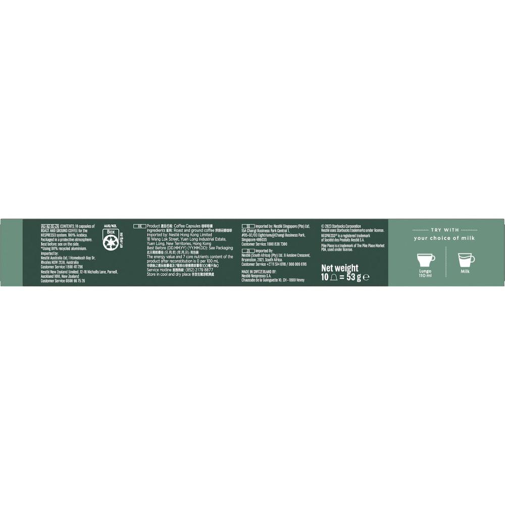 Starbucks By Nespresso Pike Place Roast Coffee Pods Capsules 100 Pack
