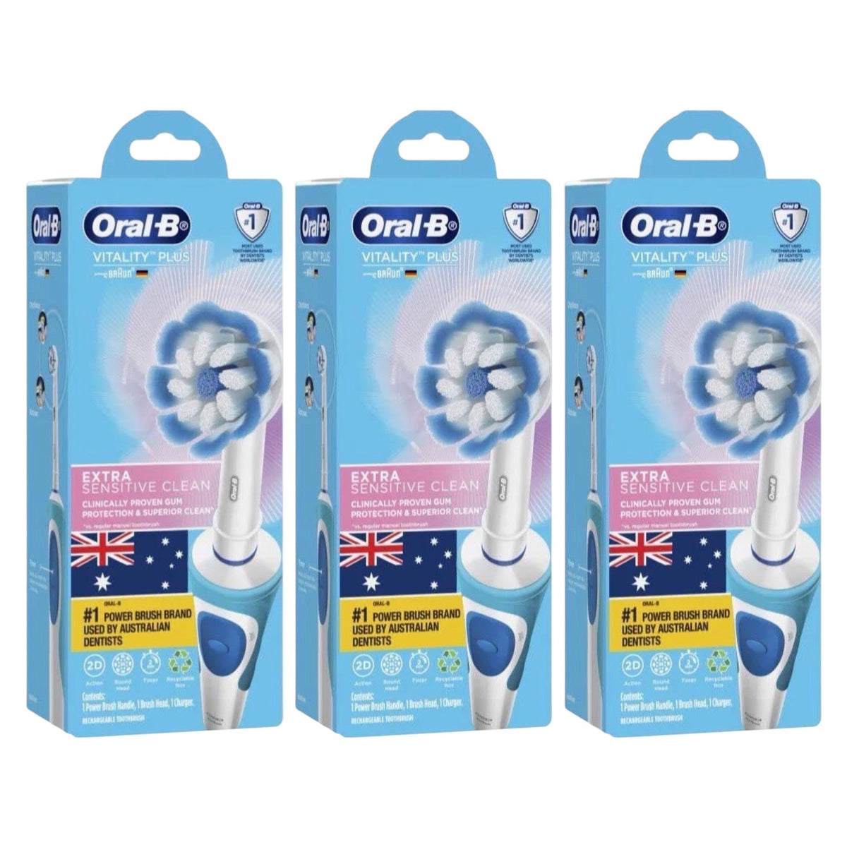 Oral-B Vitality Extra Sensitive Clean Electric Toothbrush 3 Pack