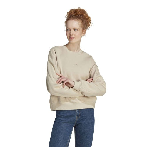 adidas Womens ALL SZN Fleece Sweatshirt - Beige