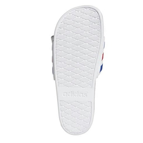 Adidas Men's Adilette Comfort Adjustable Slides - White/Royal Blue/Scarlett
