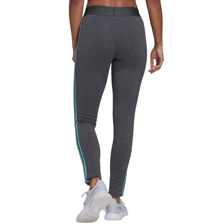 Adidas Women's 3 Stripes Leggings - Dark Grey Heather/Mint Ton