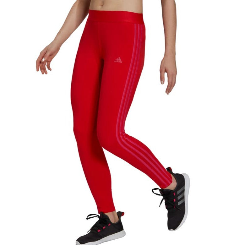Adidas Women's 3 Stripes Leggings - Vivid Red/Team Real Magenta