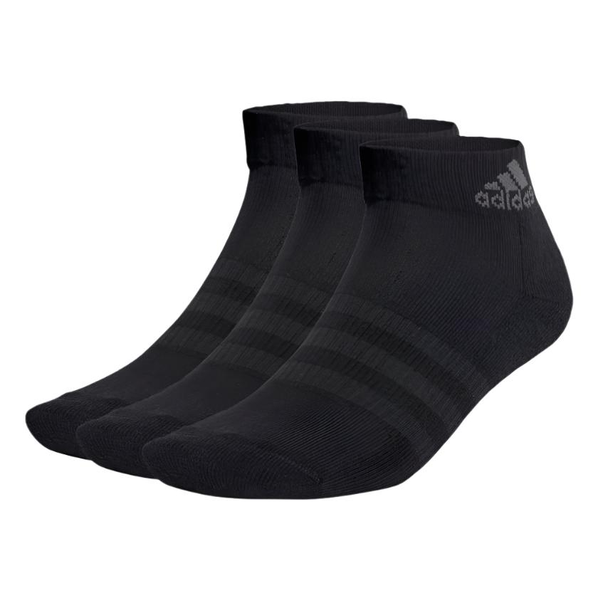 Adidas Unisex Cushioned Sportswear Ankle Socks 3-Pack - Black / Grey