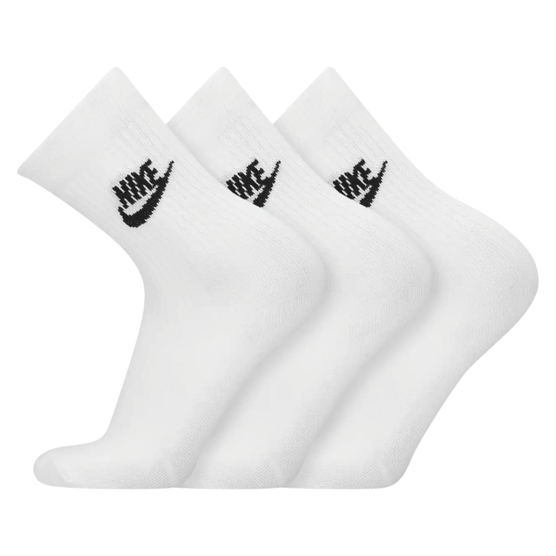 Nike Sportswear Everyday Essential 3-Pack Crew Socks - Unisex - White/Black