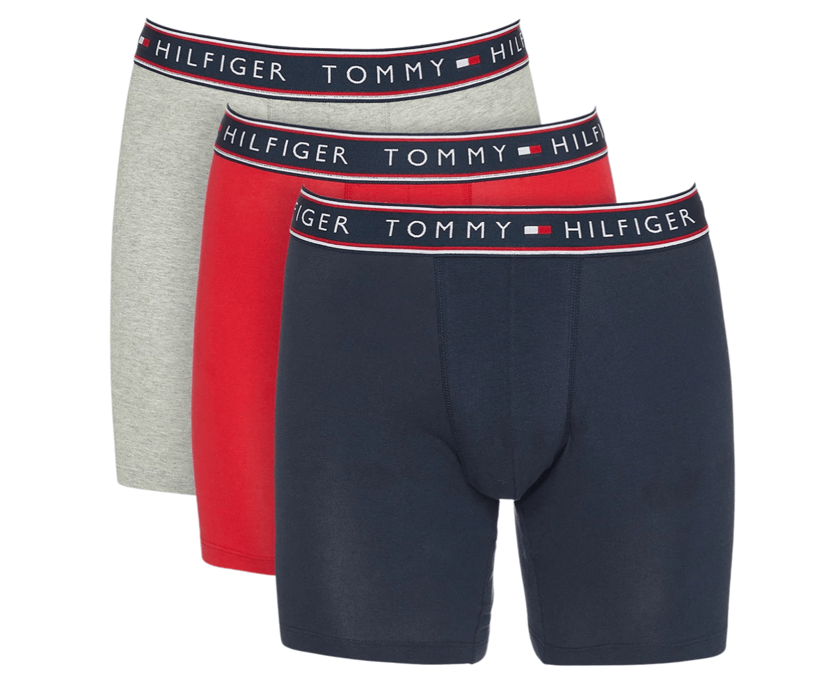 Tommy Hilfiger Men's Cotton Stretch Boxer Briefs 3-Pack - Mahogany/Grey/Red