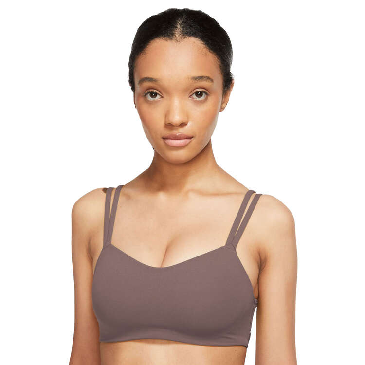 Nike Womens Dri-FIT Alate Trace Light Support Padded Strappy Sports Bra - Mauve