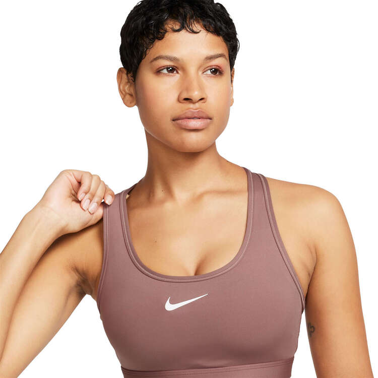 Nike Womens Dri-FIT Swoosh Medium Support Padded Sports Bra - Mauve