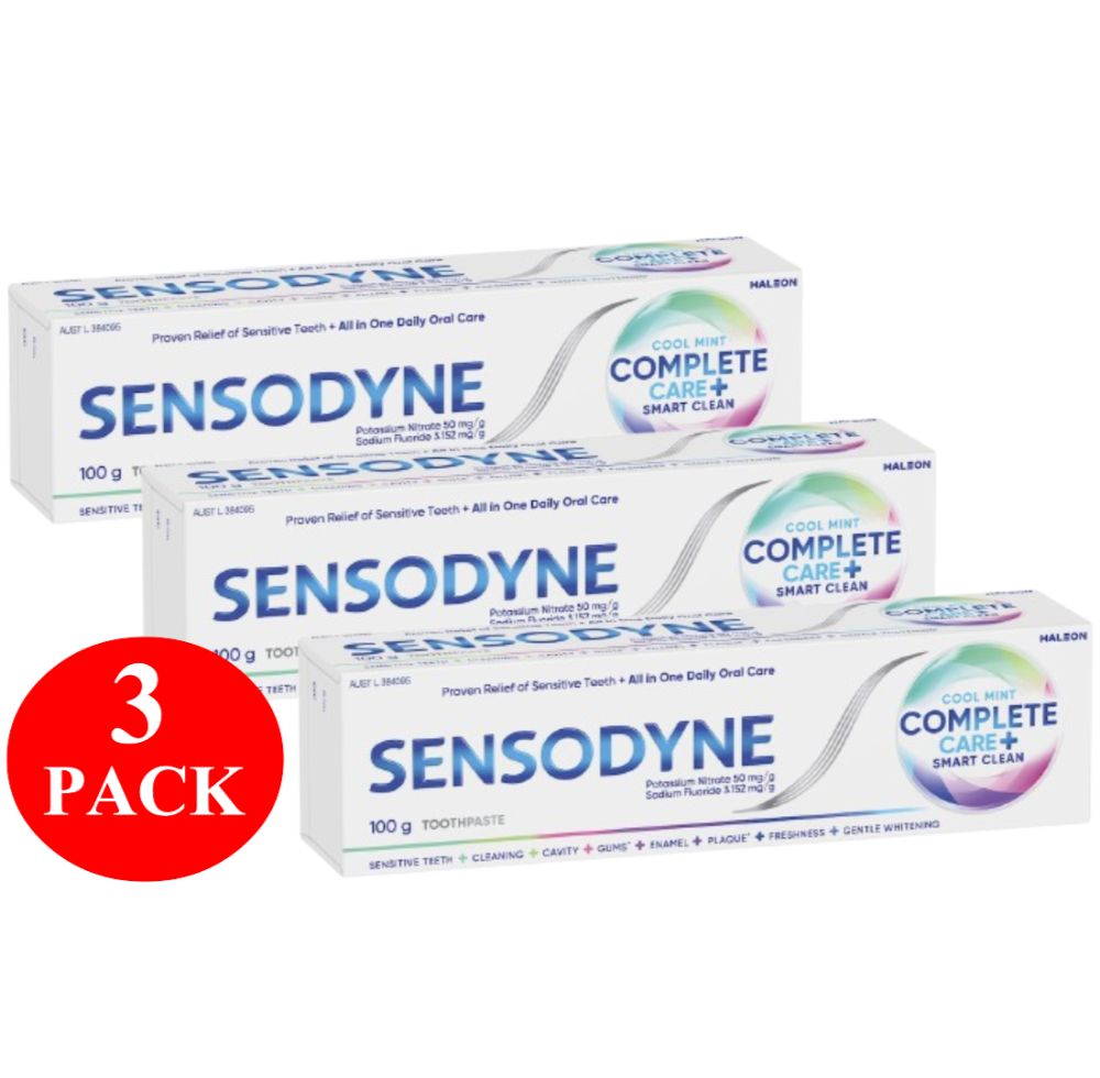 3 x Sensodyne Complete Care Cool Mint Sensitivity Toothpaste 100g