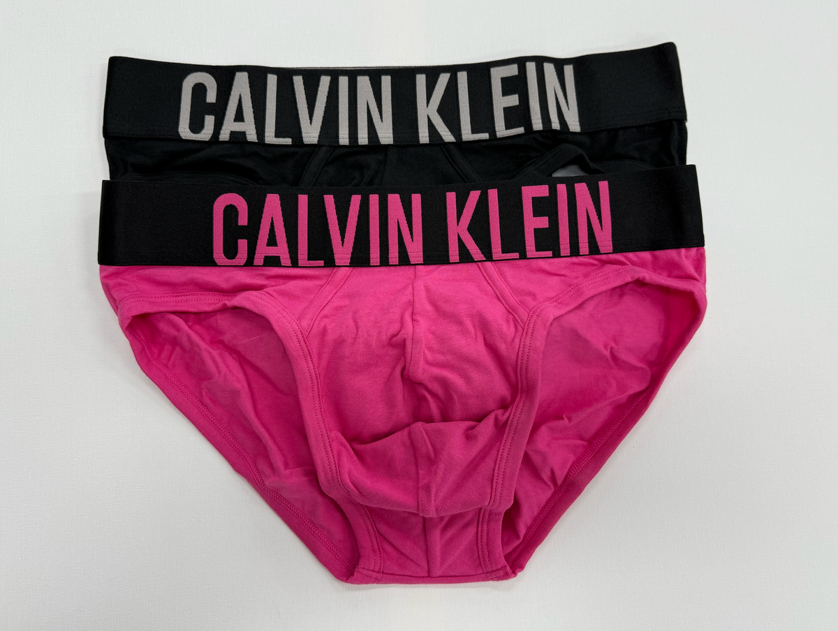 Calvin Klein Mens Underwear Intense Power Cotton 2 Pack Briefs - Black/Carnival