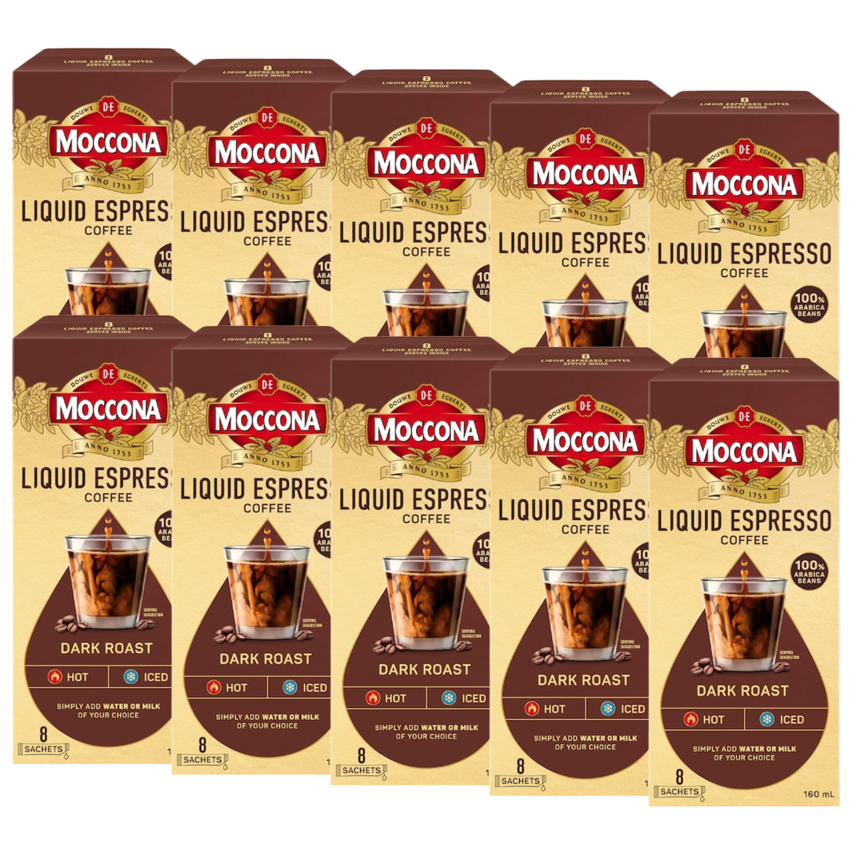 Moccona Liquid Coffee Sachets Espresso Dark Roast (80 serves)