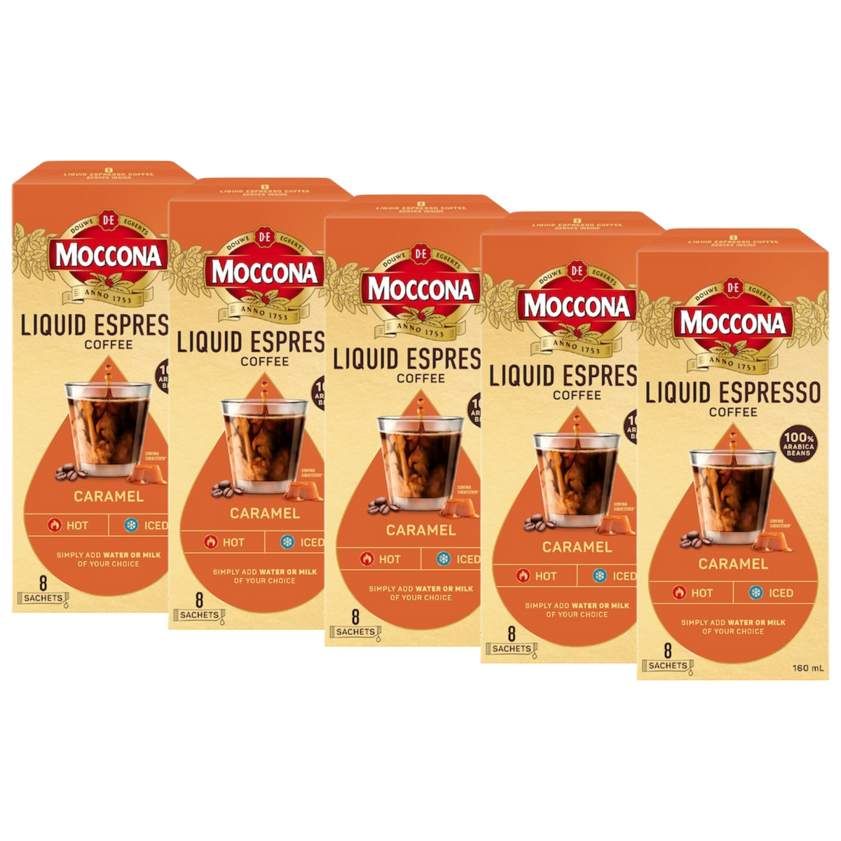 Moccona Liquid Coffee Sachets Espresso Caramel (40 serves)
