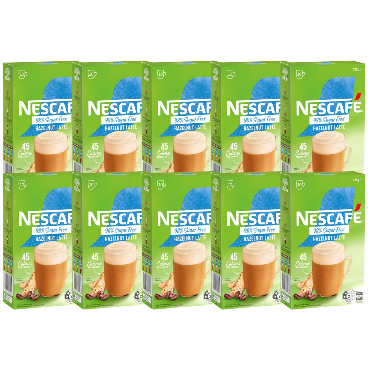 Nescafe 98% Sugar Free Hazelnut Latte Coffee Sachets (100 serves)