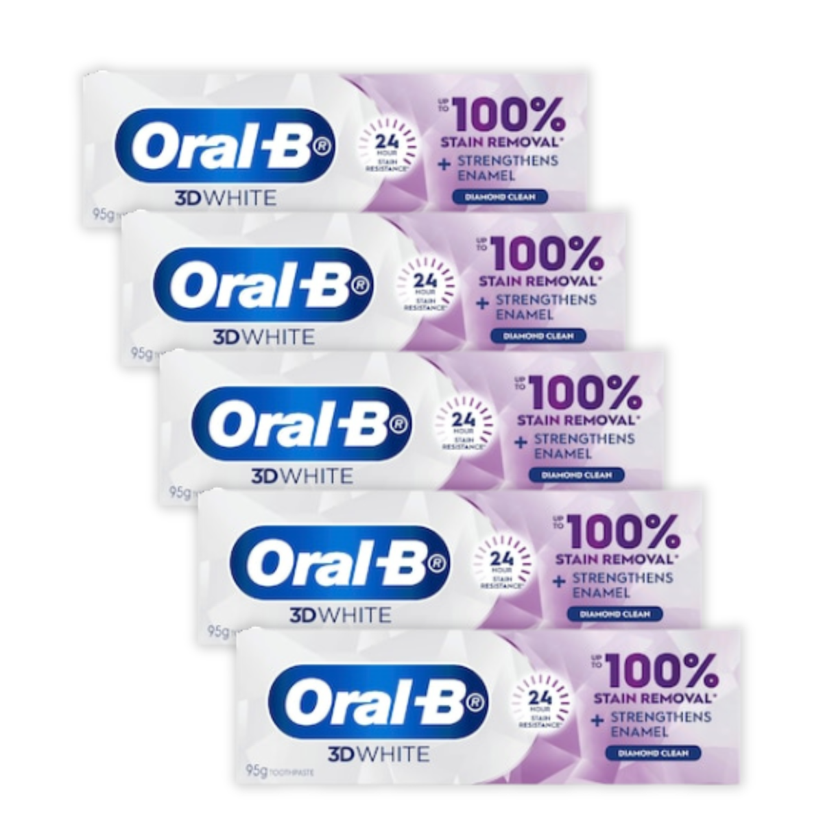 5 x Oral-B 3D White Enamel Strong Whitening Toothpaste 95g