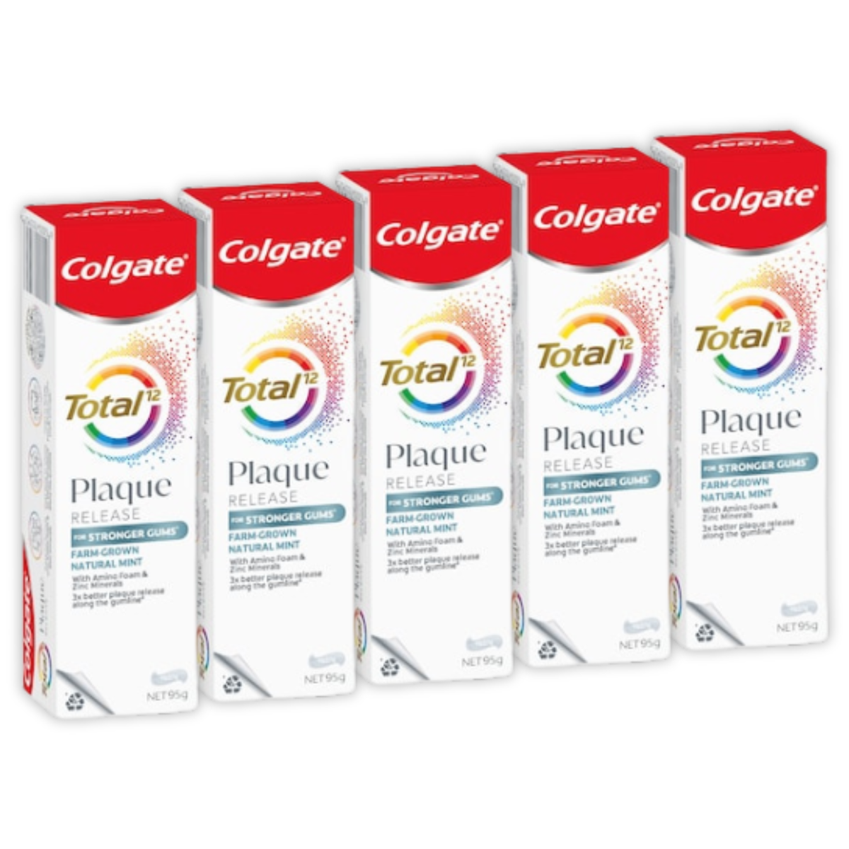 5 x Colgate Plaque Release Toothpaste Total Natural Mint 95g