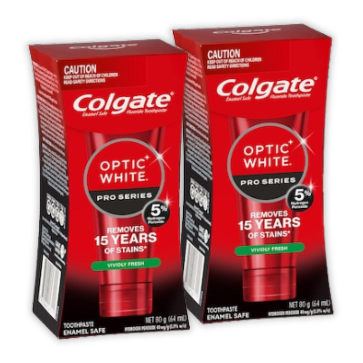 2 x Colgate Teeth Whitening Toothpaste Pro Optic White Vividly Fresh 80g