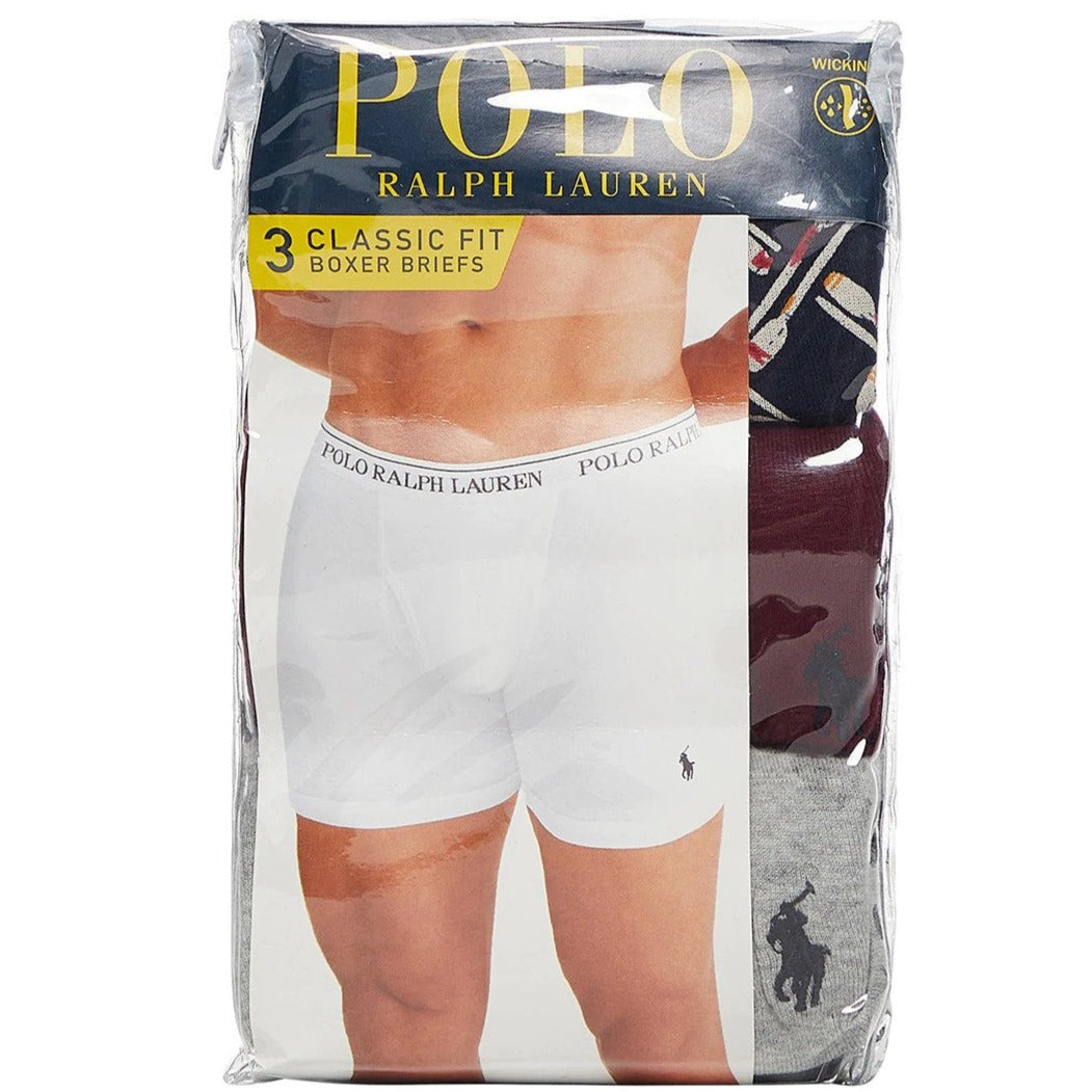 Polo Ralph Lauren Men's Classic Fit Boxer Briefs 3-Pack - Navy/Wine/Heather