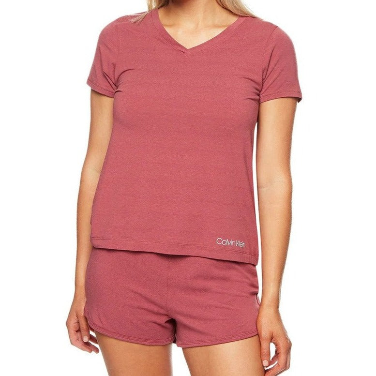 Calvin Klein Women's 2-Piece Bamboo Lounge Tee and Short Sleep Set - Raspberry Blush