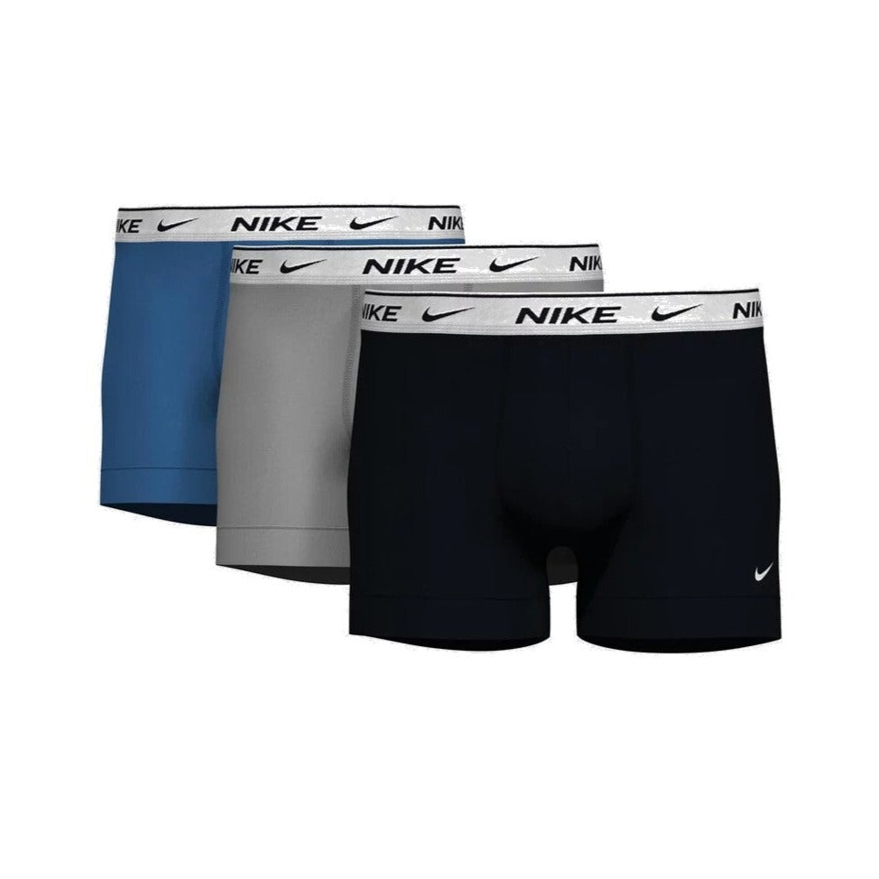 Nike Mens 3-Pack Everyday Cotton Stretch Trunks - Blue, Wolf Grey, Black