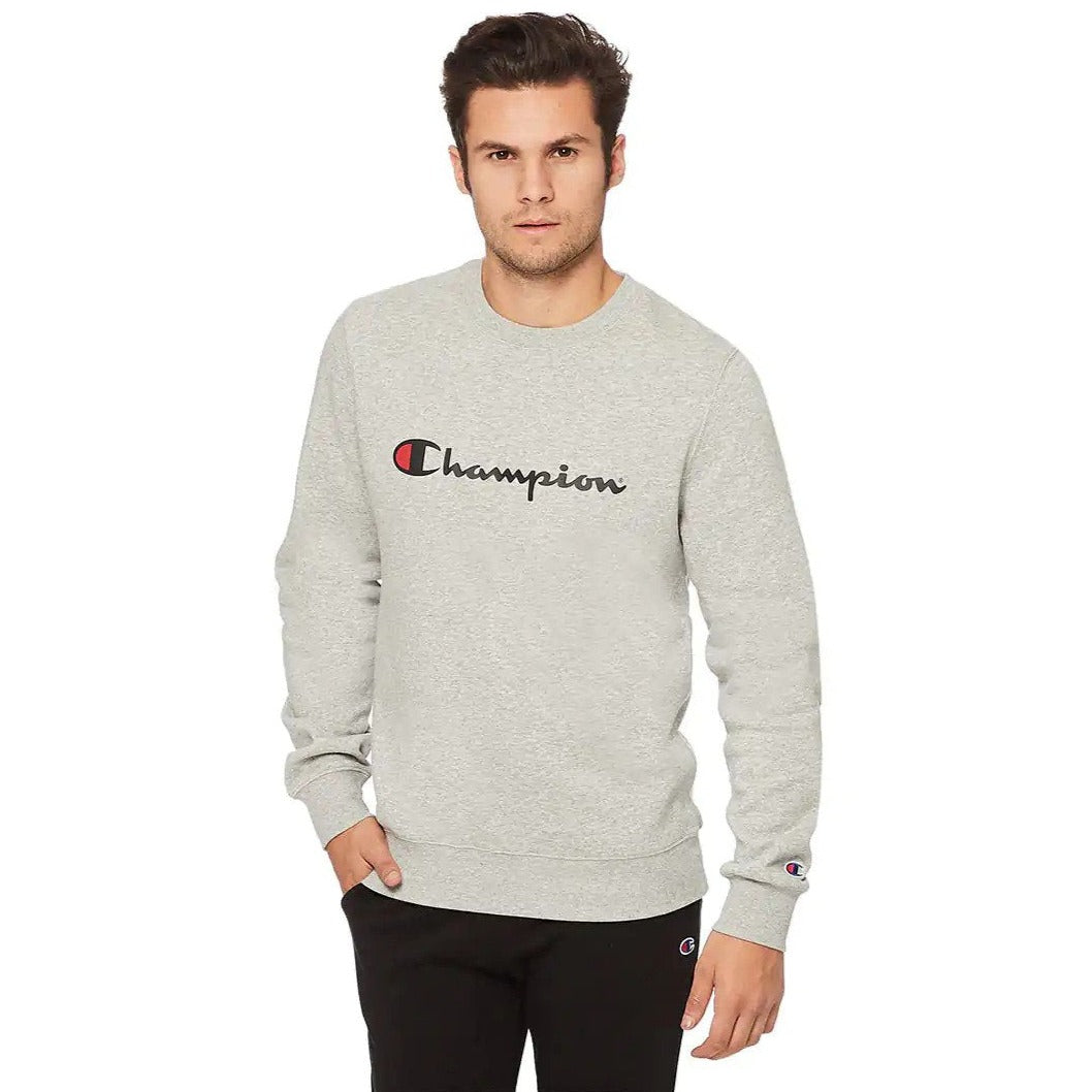 Champion Men's Script Crew Sweatshirt - Oxford Heather