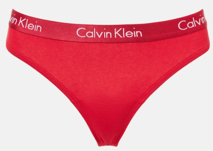 Calvin Klein Women's Motive Cotton Thong 3-Pack - Black/Grey Heather/Red